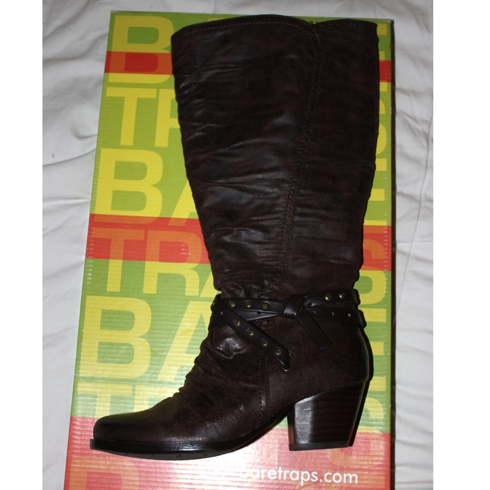 Brown Knee-length boot wide calf 5.5